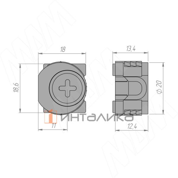 Эксцентрик в квадратном пластиковом корпусе 16 мм, с бортиком, черный никель – 3