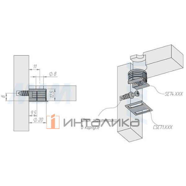 Эксцентрик в квадратном пластиковом корпусе 16 мм, с бортиком, черный никель – 4