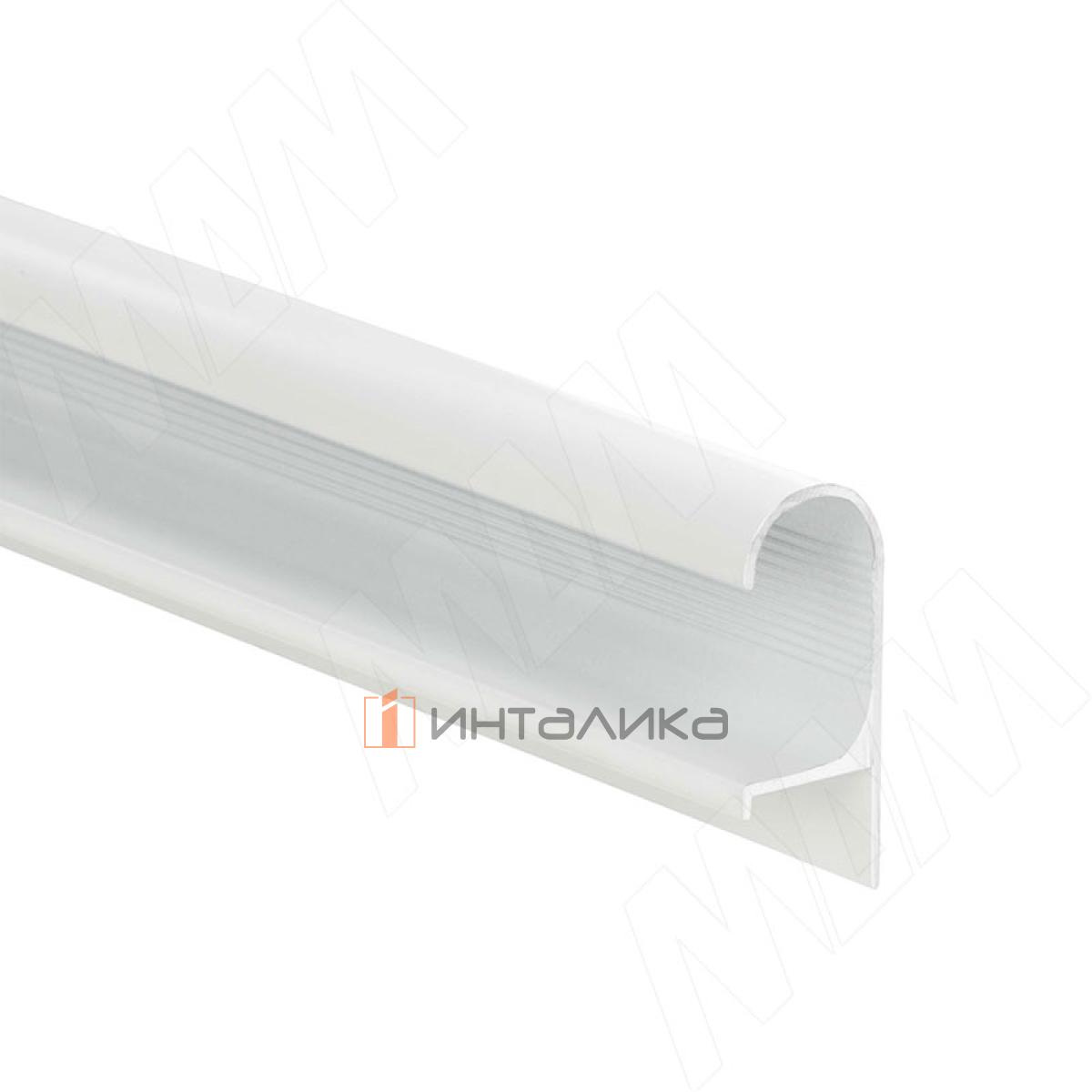Профиль-ручка крепление саморезами для фасада 16мм, белый матовый (краска RAL9016), L-3000мм