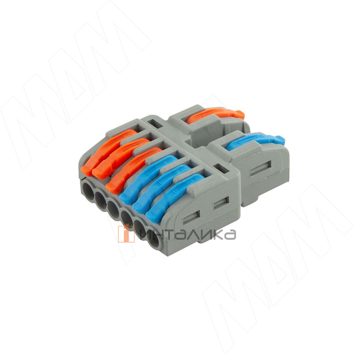 Клемма-разветвитель соединительная, 2 входа, 6 выходов,разная полярность