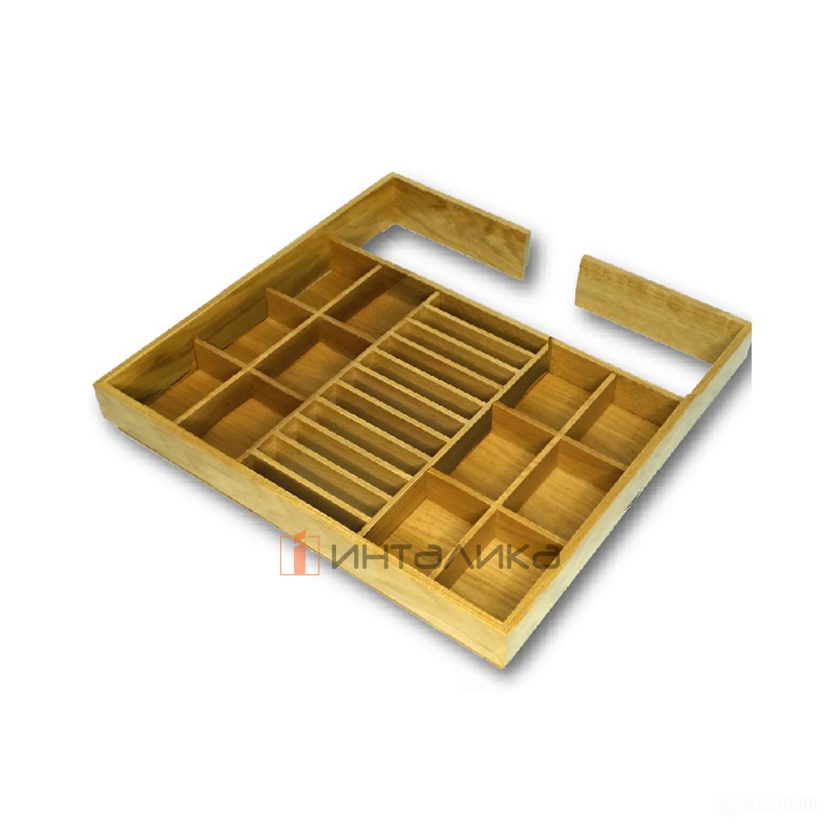 Комплект вставка для 1 полки для десертных тарелок с 2 делителями на 6 ячеек КЕССЕБЁМЕР / KESSEBOHMER Конвой Премио Селект 600, дуб натуральный