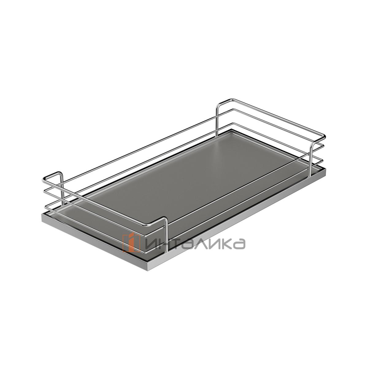 Полка КЕССЕБЁМЕР / KESSEBOHMER Комфорт II 400, Арена Классик, антислип, серый / хром
