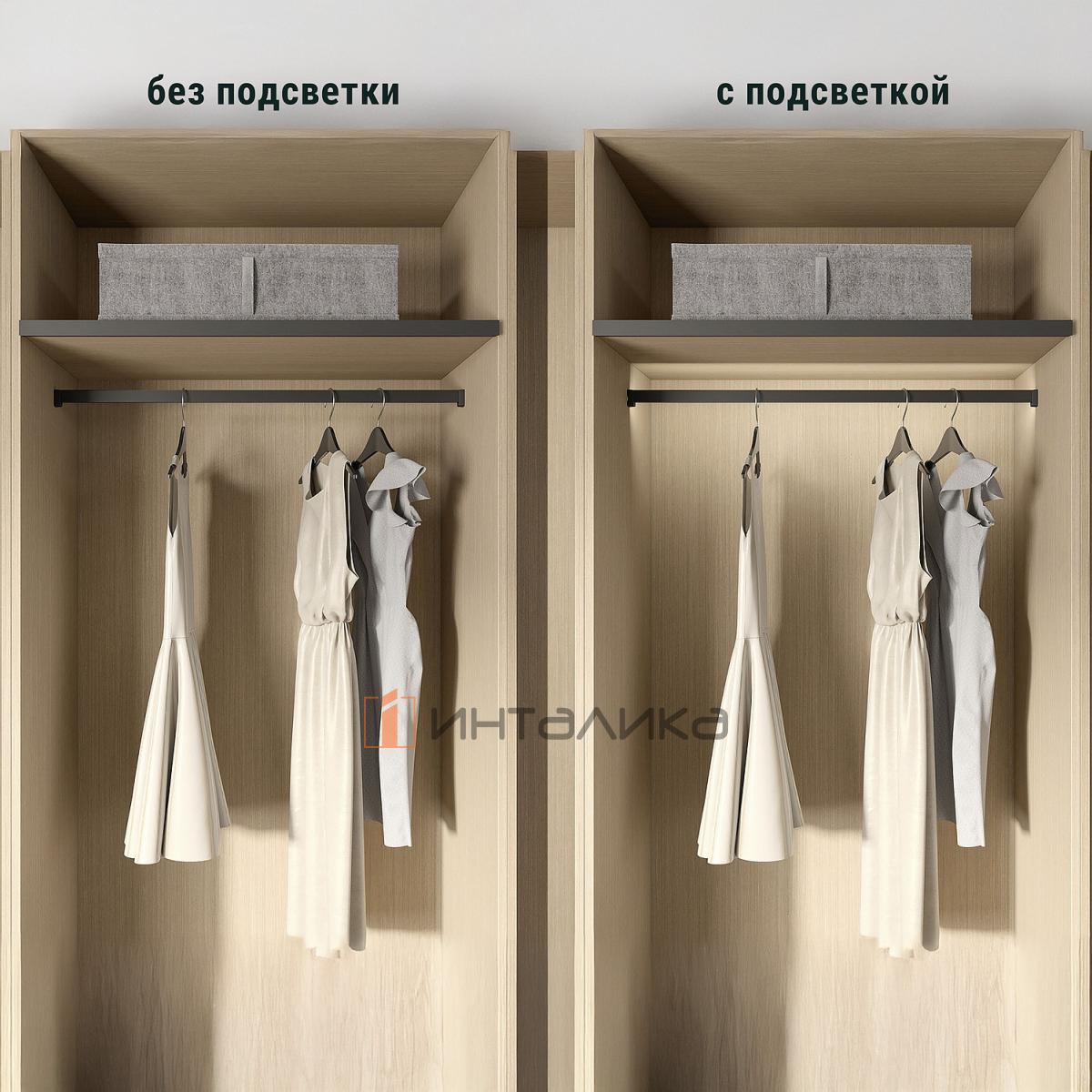 Штанга для одежды с профилем для светодиодной ленты КЕССЕБЁМЕР / KESSEBOHMER Конеро W 1220, черный