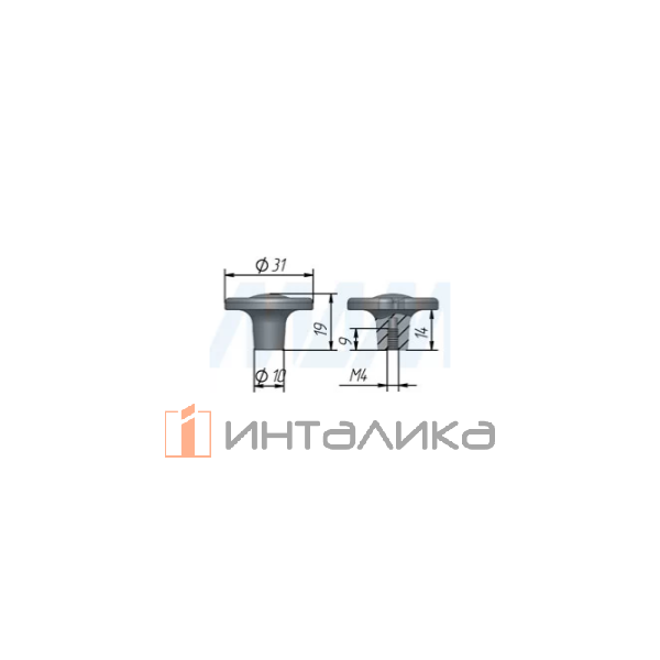 Ручка-кнопка D31мм графит сатин