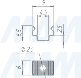 Размеры крепления для профиля SM7 (артикул LSPA-FS-SM7)