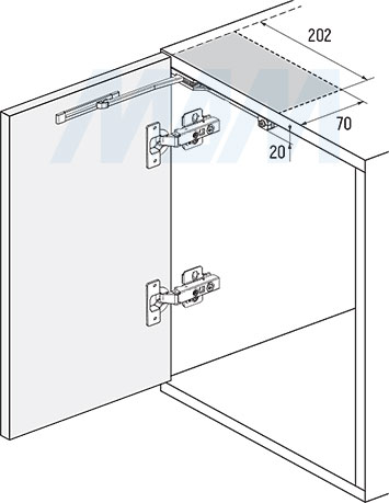 Установка механизма ONE TOUCH для распашных фасадов, открывание от нажатия, плавное закрывание (артикул ONE TOUCH)