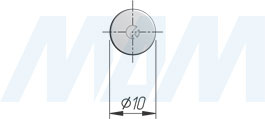 Размеры ответной планки D10 с шипом для толкателей K-PUSH TECH (артикул 4523 874), чертеж 3
