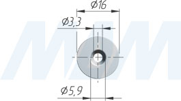 Размеры круглой ответной планки под саморез для толкателей K-PUSH TECH (артикул 4523 880), чертеж 3
