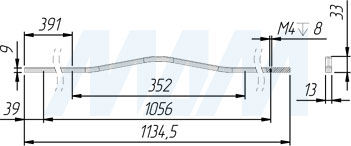 Размеры ручки-скобы APRO с межцентровым расстоянием 352 мм (артикул C-5769-1135/352)
