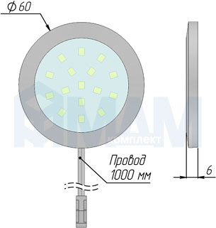 Размеры точечного круглого светодиодного светильника FLAT (артикул FL12-RNO)