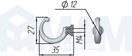 Размеры однорожкового крючка (артикул WK11)