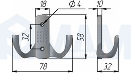 Размеры двухрожкового крючка ARGUS (артикул Z-341)